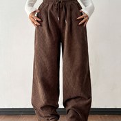 Resim Kadın Vintage Kadife Pantolon - Bol Kesim Geniş Paça, İpli Bel, Sonbahar/Kış için Uzun Boy, Günlük ve Resmi Kombinler - Makinede Yıkanabilir, Günlük Kışlık Pantolon, Sezonluk Moda, Retro Stil, Rahat Giyim, Şık Alt Giyim, kumaş pantolon, eşofman altı, kot pantolon, yüksek bel, kadın pantolon 