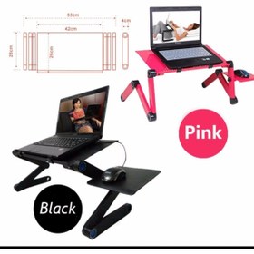Resim Triline Fonksiyonel Portatif Katlanabilir Siyah Mouse Padli Çift Fanlı Laptop Sehpası 