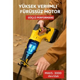 Resim Bulldozer Kömürsüz Motor Tilki Kuyruğu Testere Çift Akülü Hızlı Şarj Yedek Uç Kılıç Testere 