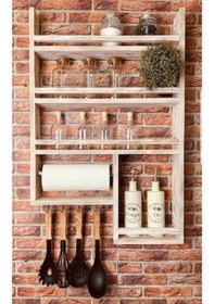 Resim Mashotrend Dekoratif 5 bölmeli Terek - Mutfak Rafı - Dekoratif Ra 