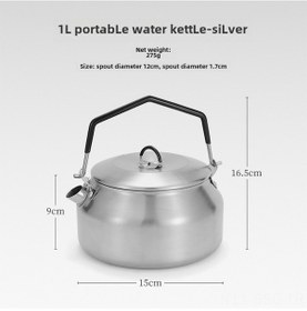 Resim Springsun 304 Çelik Kamp Çay/çaynikesi 1l: Taşınabilir, Isı Tutucu, Gruplar İçin Geniş Kapasiteli Dış Mekan Su Kettle Gümüş Gümüş 