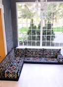 Resim BAKIRÖZÜ HOME Şark Köşesi Takımı Konsepti Anadolu Lacivert Modeli Koltuk Takımı Sünger Dahil (9 Parça) 