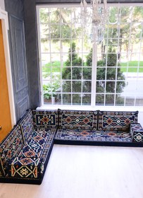 Resim BAKIRÖZÜ HOME Şark Köşesi Takımı Konsepti Anadolu Lacivert Modeli Koltuk Takımı Sünger Dahil (9 Parça) 