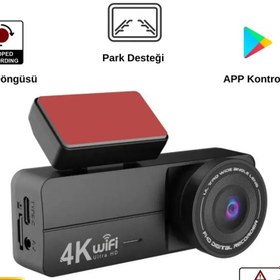 Resim Teknotopia 4K Araç Içi Kamera Wifi 7/24 Kayıt Izleme Ön ve Arka Kamera App Kontrol GSensörlü Androis Ios Uyumlu 