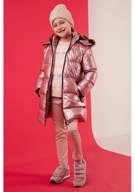 Resim Lela Peluş Astarlı Yakası Suni Kürklü Çıkarılabilir Kapüşonlu Kışlık Kız Çocuk Mont 5761908 Pembe 