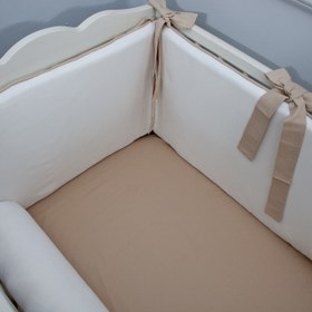 Resim Ekru - Bej Bumper | Beşik Yan Koruma - 70x140 / Düz bumper 