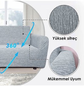Resim Düz Jakarlı 3kişilik Antrasit Kanepe Örtüsü Lastikli Koltuk Örtüsü Çekyat Örtüsü Koltuk Kılıfı Antrasit 