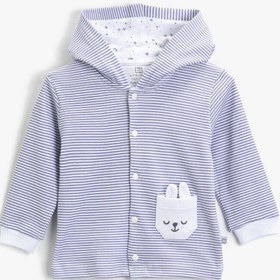 Resim Erkek Bebek Kapüşonlu Yelek Çizgili Pamuklu Bibaby 