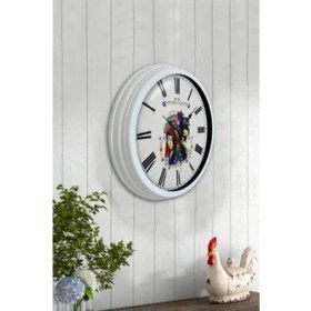 Resim Bahat Tedarik Salon Ofis Duvar Saati Beyaz Alüminyum Metal Çerçeve 40 cm 
