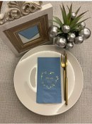 Resim Gold Yaldızlı Mavi Bir Ömür El Ele Peçete 16 Adet 