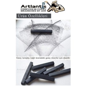 Resim Sıkıştırılmış Kömür Füzen Seti 1 Paket Kohinoor Yumuşak Orta Sert Siyah Kare Press Kömür Füzen Yassı Çizim Gölgelendirme 