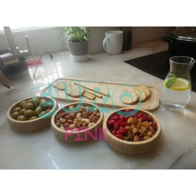 Resim Euro Pink 3'lü Bambu Çerezlik (Tepsi Hediyeli) 