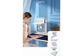 Resim Neffo 600 ml Su Tanklı Buharlı Serinletici Fan | Taşınabilir Mini Klima Fanı | LED Işıklı Hava Soğutucu 