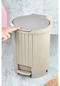 Resim Basmalı & Pedallı Çöp Kovası Beyaz 