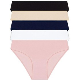 Resim Cottonhill Basic Pamuklu Kadın Bikini Külot 5'li Paket çok Renkli Çok Renkli 