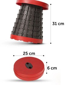 Resim Teleskopik Katlanabilir Kolay Taşınabilir Akordiyon Tabure Banyo Kamp Taburesi Kırmızı 