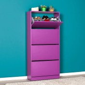 Resim Adore Flat Duo 4 Katlı Geniş Ayakkabılık Dolabı - Mor 