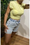 Resim sade boutiqque Kolsuz Sarı Crop 