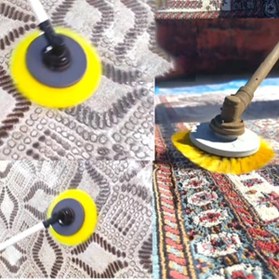Resim Badem10 Motorlu Tırpan Matkap Uyumlu Halı Koltuk Yıkama Fırçası Temizleme Başlığı Aparat Silindir Leke Çıkar 