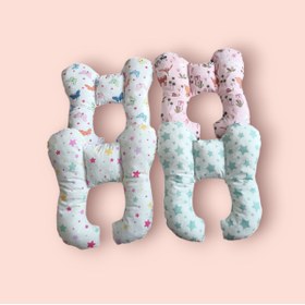 Resim Coco Dilek Pembe karışık hayvanlı bebek boyun yastığı,bebek seyehat yastığı,puset yastığı 