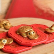 Resim Altın Kaplumbağa Feng Shui Dekoratif Heykel - Koruyucu Kılıflı Metal Zenginlik Sembolü, Feng Shui Tutkunları İçin Uygun 