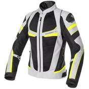 Resim Clover Rainjet-2 Wp Korumalı Kadın Motosiklet Montu Gri Sarı 