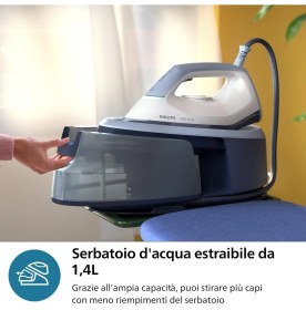 Resim 3000 Serisi Buhar Kazanlı Ütü 2400W 350G Şok Buhar, Mavi 