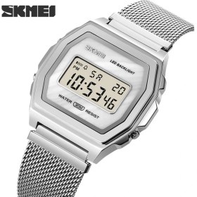 Resim Hanyang Gümüş Beyaz Gümüş Skmeı Izle Erkekler Dijital Ikili Zaman Spor Kronograf 3bar Su Geçirmez Kuvars Saatı Relogio Masculino 1806 Montre Homme (Yurt Dışından) 