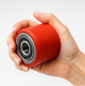 Resim Badem10 70x60x20 mm Transpalet Tekeri RPR Rulmanlı Bilyalı Kırmızı Tekerlek Palet Taşıma Arabası Tekeri 