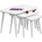 Resim Zigon Osm Class Model Sehpa Parlak Beyaz Boya Kayın Torna Retro A 