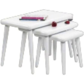 Resim Zigon Osm Class Model Sehpa Parlak Beyaz Boya Kayın Torna Retro A 