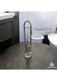 Resim İsaoğlu Yapı Ayaklı Tuvalet Kağıtlığı Ve Fırça Banyo Seti Paslanmaz Materyal Tuvalet Kağıtlık Gri 
