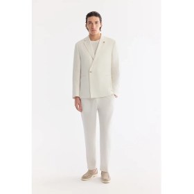 Resim AVVA Erkek Beyaz Mono Yaka Keten Karışımlı Tek Düğme Comfort Fit Ceket A61Y4004 