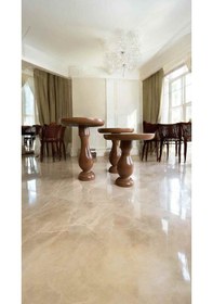 Resim Ahşap Mantar Sehpa 3'lü Set - Kahverengi Yan Sehpa Takımı Modern Dekoratif Tasarım Kahverengi 