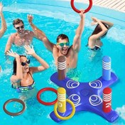 Resim 5-in-1 Şişme Halka Seti ile Pompalı - Renkli PVC Halkalar ve Halkalar için Havuz Partileri, Açık Hava Oyunları ve Yaz Eğlenceleri - Havuz Partisi Temel Ürünleri | Eğlenceli Tasarımlar | Dayanıklı PVC 