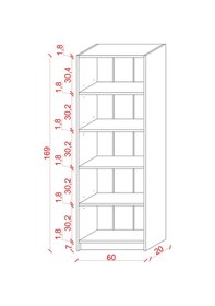 Resim 5 Raflı 5 Bölmeli Kitaplık Çalışma Odası Ofis Modern Dekoratif Kitaplık Antrasit Gri 