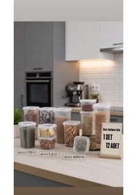Resim 12 Li Saklama Kabı-set - Farklı Hacimlerde, Buzdolabı Ve Mutfak Düzenleyici, Kırılmaz Saklama'' Şeffaf 