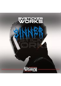 Resim Sinner Kask Sticker Tüm Kasklar Uyumlu Tek Yön 1 Adet Mavi 