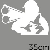 Resim MIGNATIS Elinde Tüfeği Ile Kuş Avlamaya Çalışan Avcı Sticker 35cm - Beyaz 