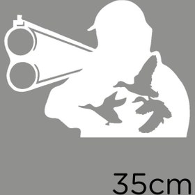 Resim MIGNATIS Elinde Tüfeği Ile Kuş Avlamaya Çalışan Avcı Sticker 35cm - Beyaz 