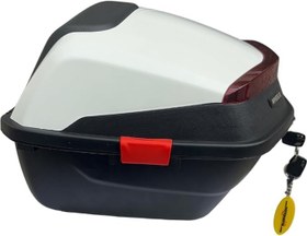 Resim WHEELIE XT88-W 32 Litre Motosiklet Arka Çanta Beyaz Parlak Su Geçirmez ABS Top Case Çift Kilitleme Üniversal 