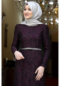 Resim Amine Hüma Hayal Abiye Elbise Mor 