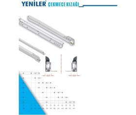 Resim Standart Çekmece Kızağı Dolap Çekmece Rayı Beyaz 55 cm (1 Takım) 