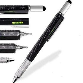 Resim 6'sı 1 Arada Çok Fonksiyonlu Araç Kalem Bina Aletleri, Hediye Araç Kalemler, 1.0mm Siyah Yuvarlak Tükenmez Kalem, Cetvel, El Yazısı Kalemi, Seviye, Tornavida, Dolma Kalem Araçları Gadget Dolma Kalem Hediyeleri Erkekler için Noel Hediyeleri Baba Hediyeler 