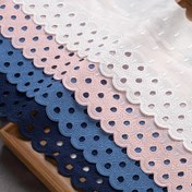 Resim Pamuk Nakış Dantel Süslemeli Kurdele, 1 Yard Oymalı Gözlü Dantel Kurdele DIY Dikiş, El Sanatları ve Elbise Etek Kenarı Dekorasyonu için, 15cm Genişlik - Beyaz 