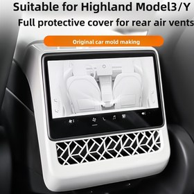 Resim Uygun Tesla Model 3/Y Arka Hava Kanalı Kapağı - Highland Model 2024+, Beyaz Dikişli Siyah, İç Modifikasyon Koruma Maskesi Aksesuarı, Highland Model | Şık Aksesuar | Dayanıklı Yapı, Araç Modifikasyon Parçası 