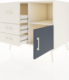Resim Kronos Şifonyer Tek Raflı 3 Çekmeceli Tek Kapaklı 88x59x80 Aytaşı-antrasit/aytaşı Antrasit/aytaşı 