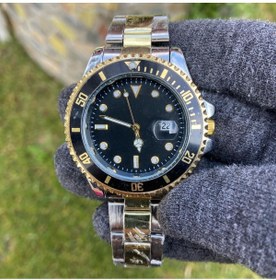 Resim Nikadu Erkek Gümüş- Gold Renk Siyah Kadran Rolex Modeli Çelik Kasa Kol Saati 