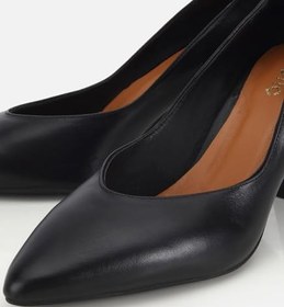 Resim HOTİÇ Kadın Deri Siyah Kısa Topuklu Stiletto 