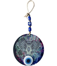 Resim Fil Figürlü Nazar Boncuklu Füzyon Cam Duvar Süsü 